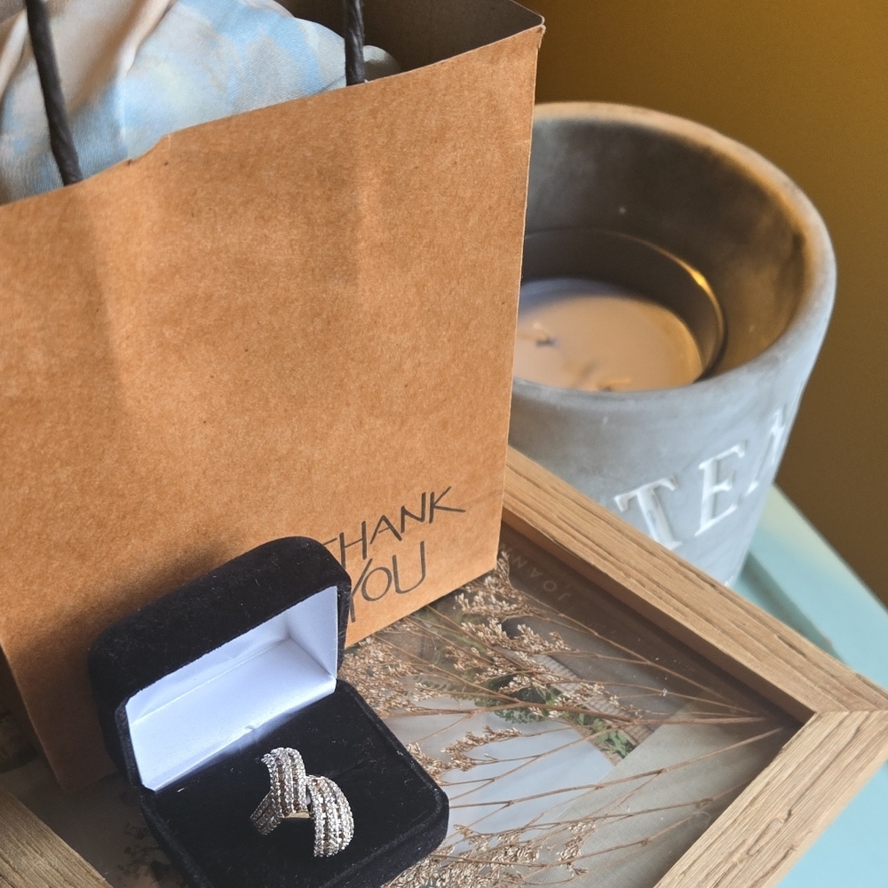 Elegant Silver Ring with Crystals
